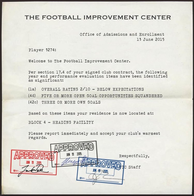 Football Improvement Center admission document